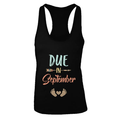 Due Date September 2021 Announcement Mommy Bump Pregnancy-T-Shirt & Tank Top-Women's Ideal Racerback Tank-Black