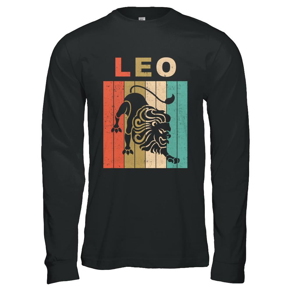 Vintage Leo Zodiac July August Birthday Gift-T-Shirt & Hoodie-Long Sleeve T-Shirt-Black