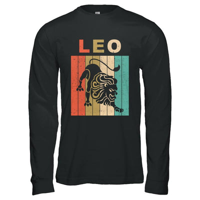 Vintage Leo Zodiac July August Birthday Gift-T-Shirt & Hoodie-Long Sleeve T-Shirt-Black