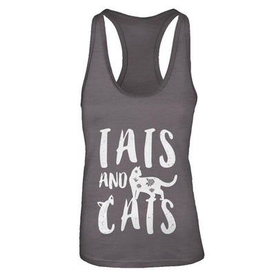 Funny Cat Tats Cat Tattoos Lover-T-Shirt & Tank Top-Women's Ideal Racerback Tank-Dark Grey