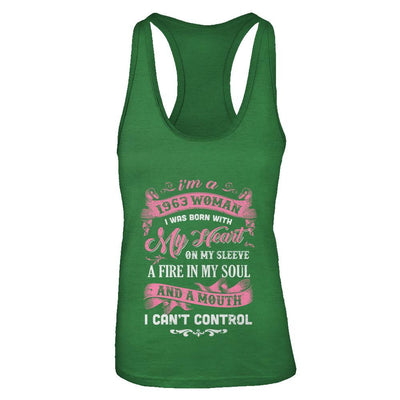 Vintage 1963 Woman 58 Birthday I Was Born With My Heart-T-Shirt & Tank Top-Women's Ideal Racerback Tank-Kelly Green
