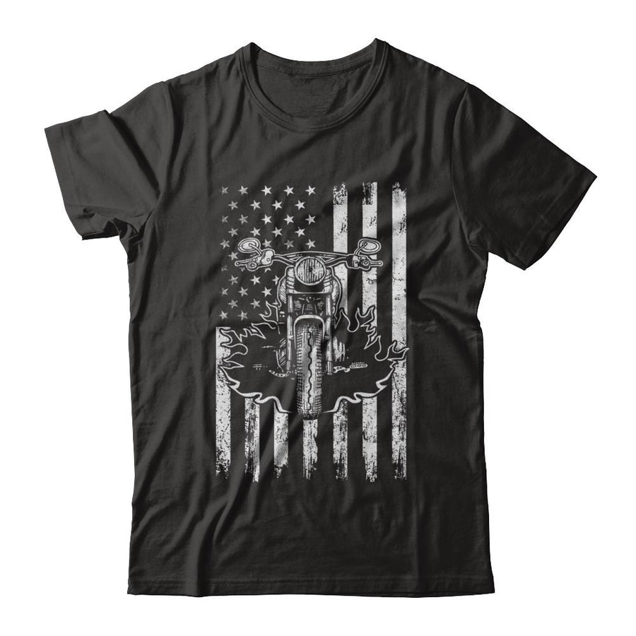 American Motorcycle Motorbike Us Flag Cool Biker-T-Shirt & Hoodie-Classic T-Shirt-Black