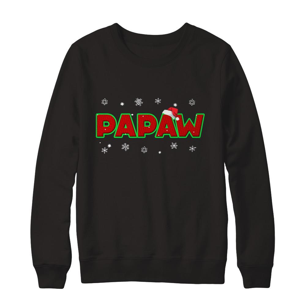 Papaw Christmas Santa Ugly Sweater Gift-T-Shirt & Sweatshirt-Crewneck Sweatshirt-Black