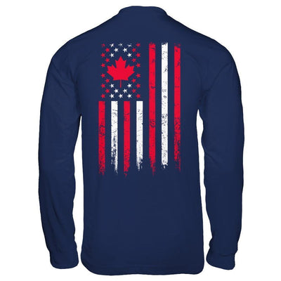American Canadian Flag Canada Pride Heritage-T-Shirt & Hoodie-Long Sleeve T-Shirt-Navy