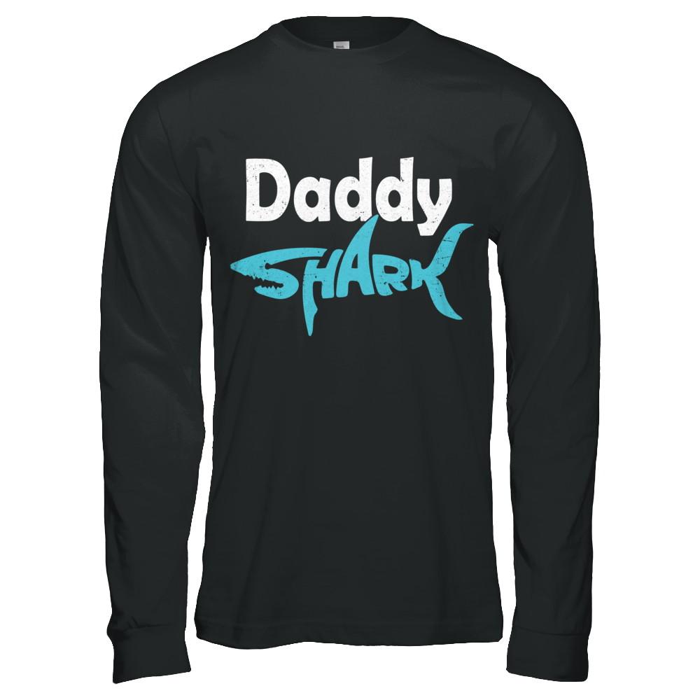 Daddy Shark Dad Family Fathers Day Gifts Idea-T-Shirt & Hoodie-Long Sleeve T-Shirt-Black
