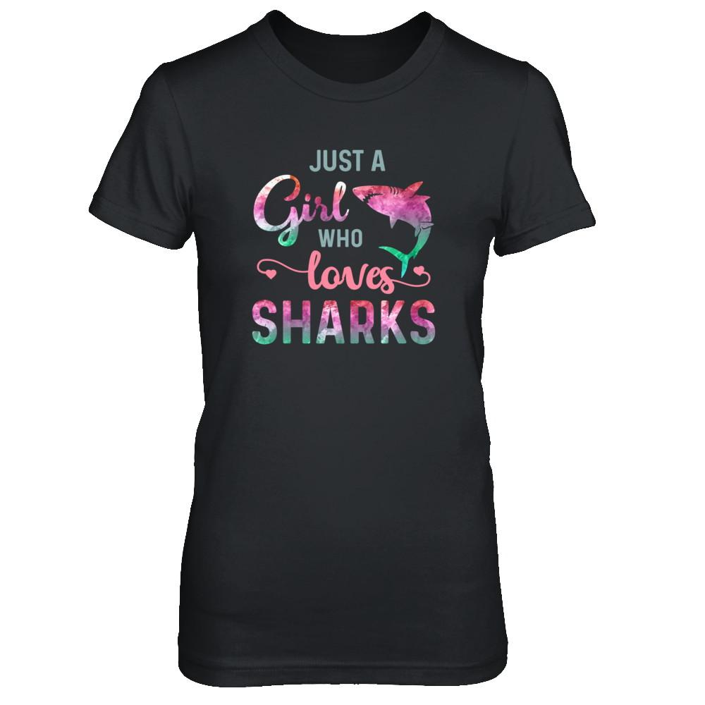 Just A Girl Who Loves Sharks Shark Lover-T-Shirt & Tank Top-Women's T-Shirt-Black