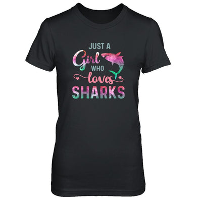 Just A Girl Who Loves Sharks Shark Lover-T-Shirt & Tank Top-Women's T-Shirt-Black