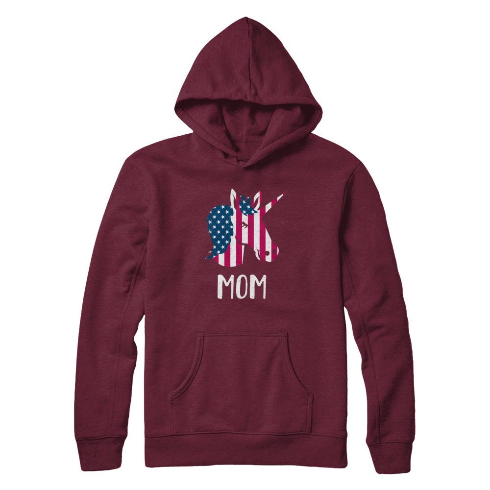 Patriotic Mom Mommy Unicorn Americorn 4Th Of July-T-Shirt & Hoodie-Pullover Hoodie-Maroon