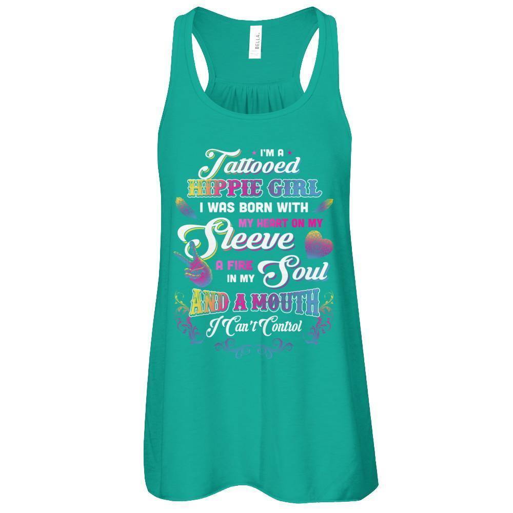 I'm A Tattooed Hippie Girl I Was Born With My Heart-T-Shirt & Tank Top-Women's Flowy Racerback Tank-Kelly