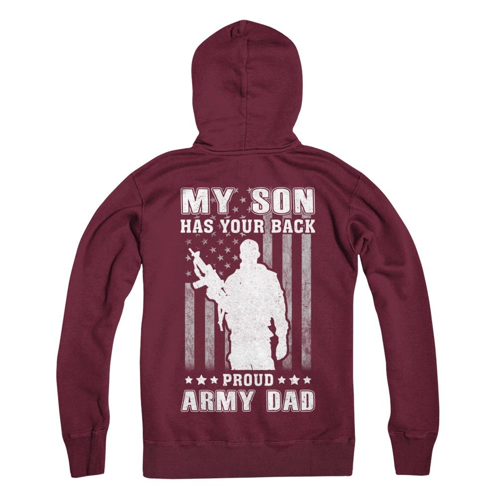 American Flag MY SON HAS YOUR BACK PROUD ARMY DAD-T-Shirt & Hoodie-Hanes - Heavyweight Pullover Hoodie-Maroon