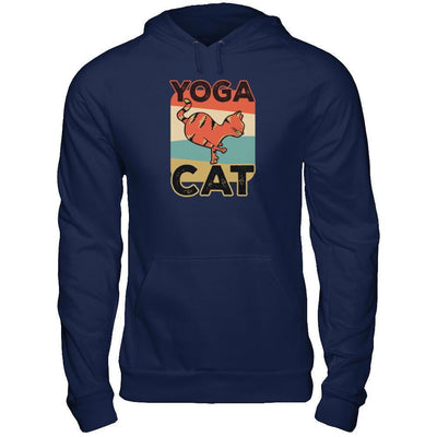 Classic Vintage Retro Yoga Cat Funny-T-Shirt & Tank Top-Pullover Hoodie-Navy