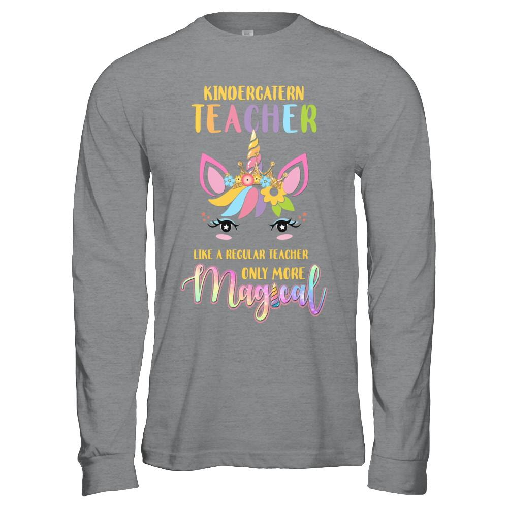 Kindergarten Teacher Cute Magical Unicorn Gift-T-Shirt & Hoodie-Long Sleeve T-Shirt-Sport Grey