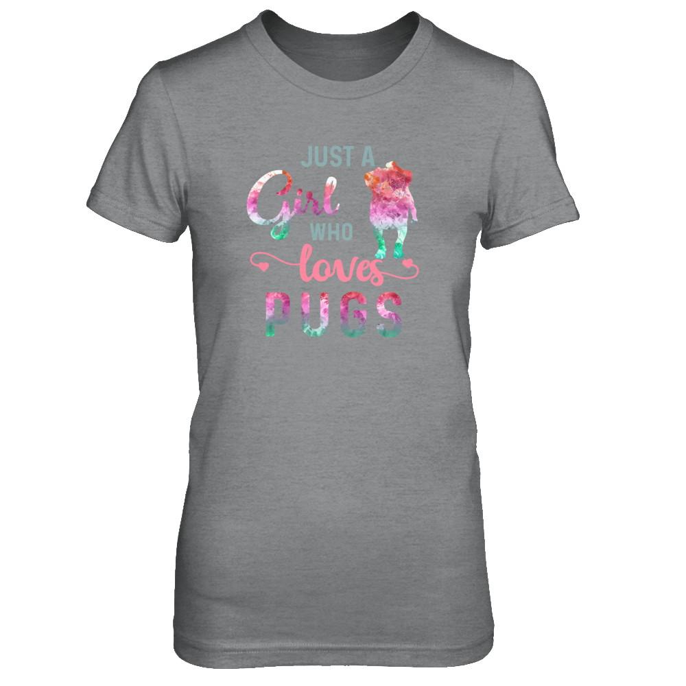 Just A Girl Who Loves Pugs Pug Lover-T-Shirt & Tank Top-Women's T-Shirt-Sport Grey