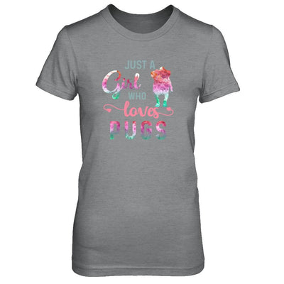 Just A Girl Who Loves Pugs Pug Lover-T-Shirt & Tank Top-Women's T-Shirt-Sport Grey