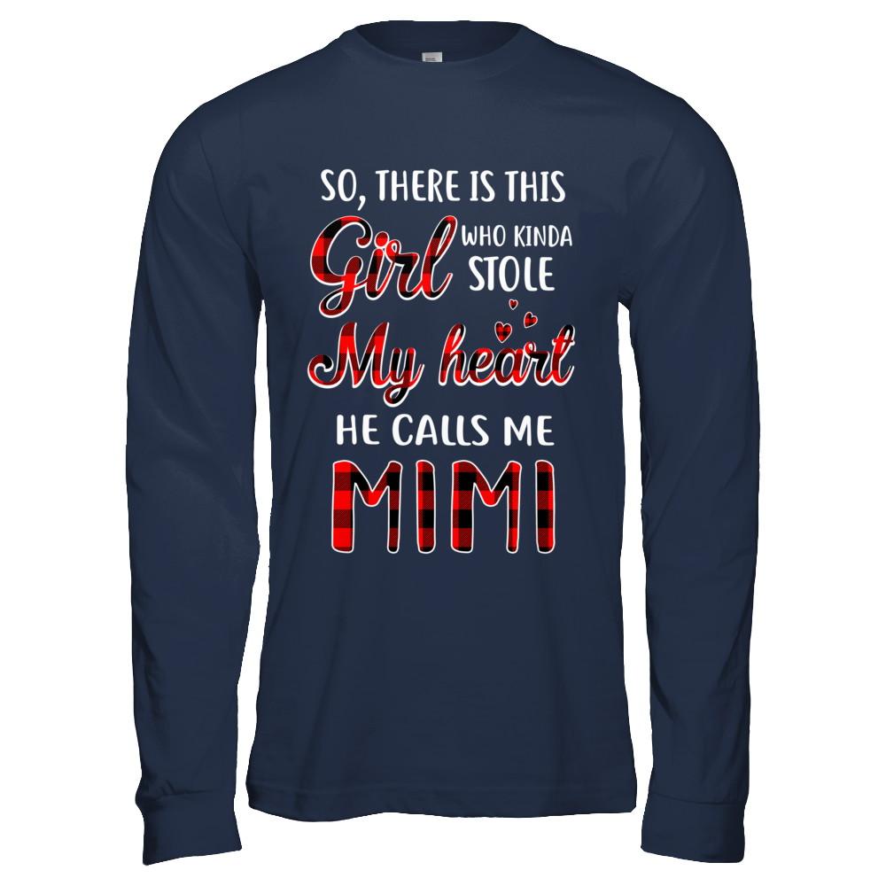 This Girl Who Kinda Stole My Heart He Calls Me Mimi-T-Shirt & Hoodie-Long Sleeve T-Shirt-Navy