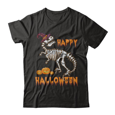 Funny Happy Halloween T-Rex Skeleton Dinosaur-T-Shirt & Sweatshirt-Premium T-Shirt-Black