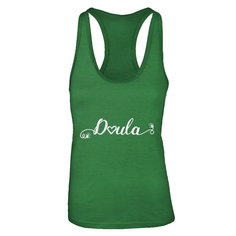 Doula Heart For Birth Baby Born Postpartum-T-Shirt & Tank Top-Women's Ideal Racerback Tank-Kelly Green