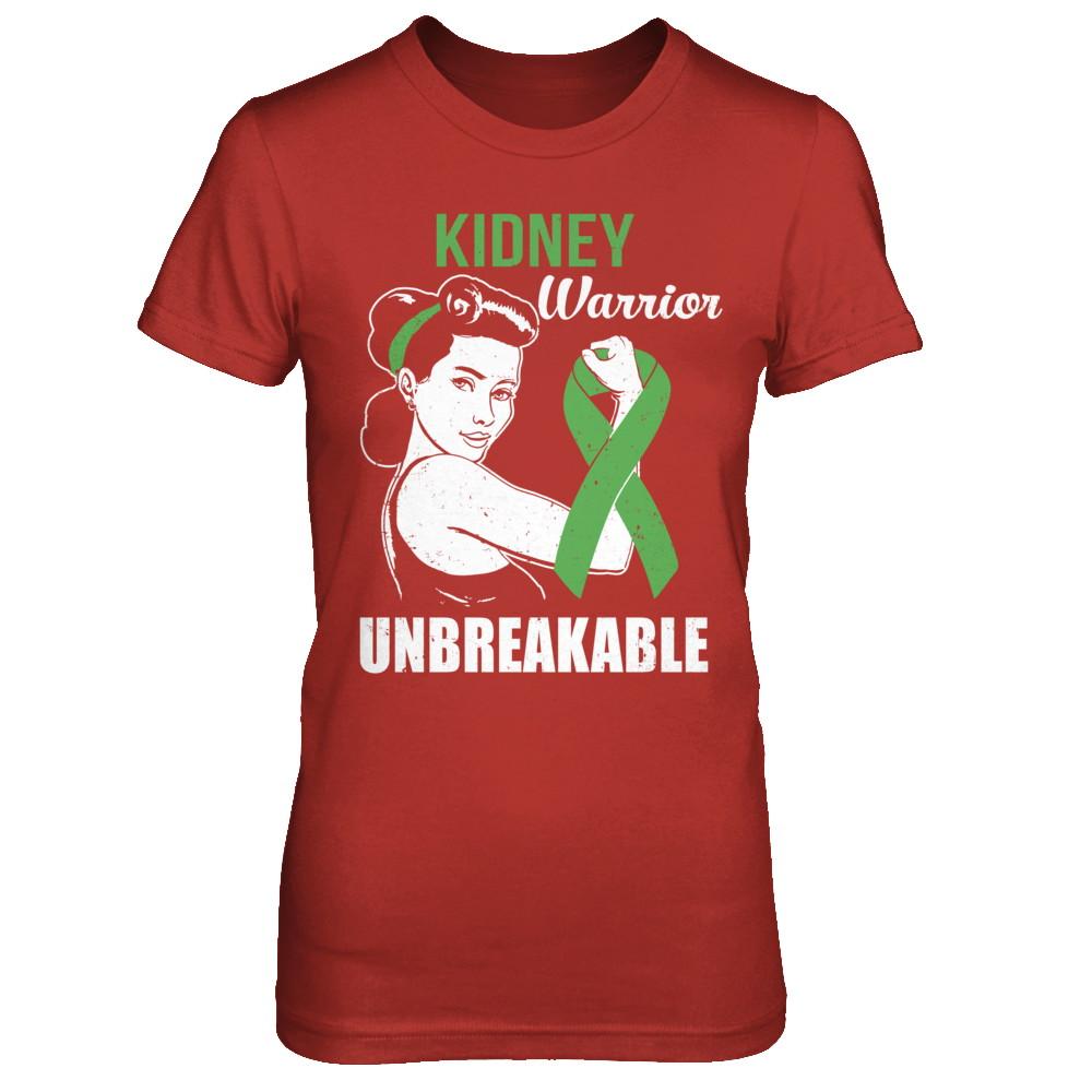 Kidney Disease Warrior Unbreakable Kidney Disease Awareness-T-Shirt & Hoodie-Women's T-Shirt-Red