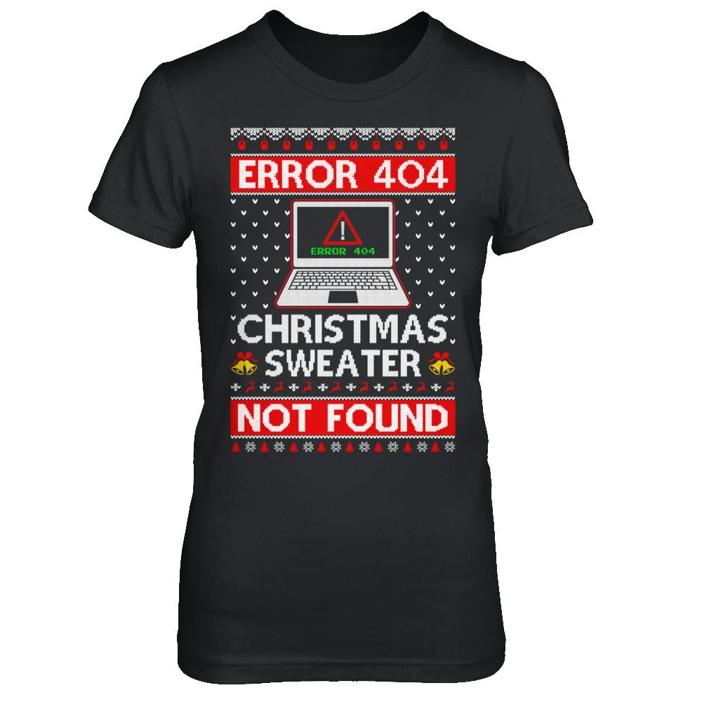 Error 404 Ugly Christmas Sweater Not Foud Computer-T-Shirt & Sweatshirt-Women's T-Shirt-Black