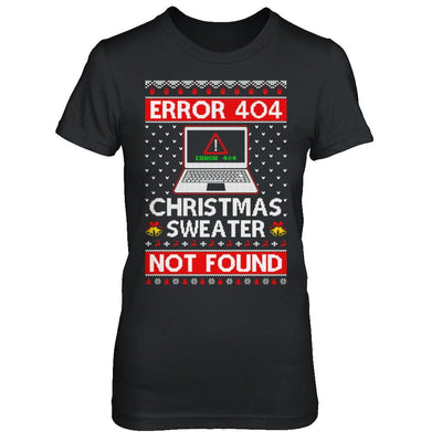 Error 404 Ugly Christmas Sweater Not Foud Computer-T-Shirt & Sweatshirt-Women's T-Shirt-Black