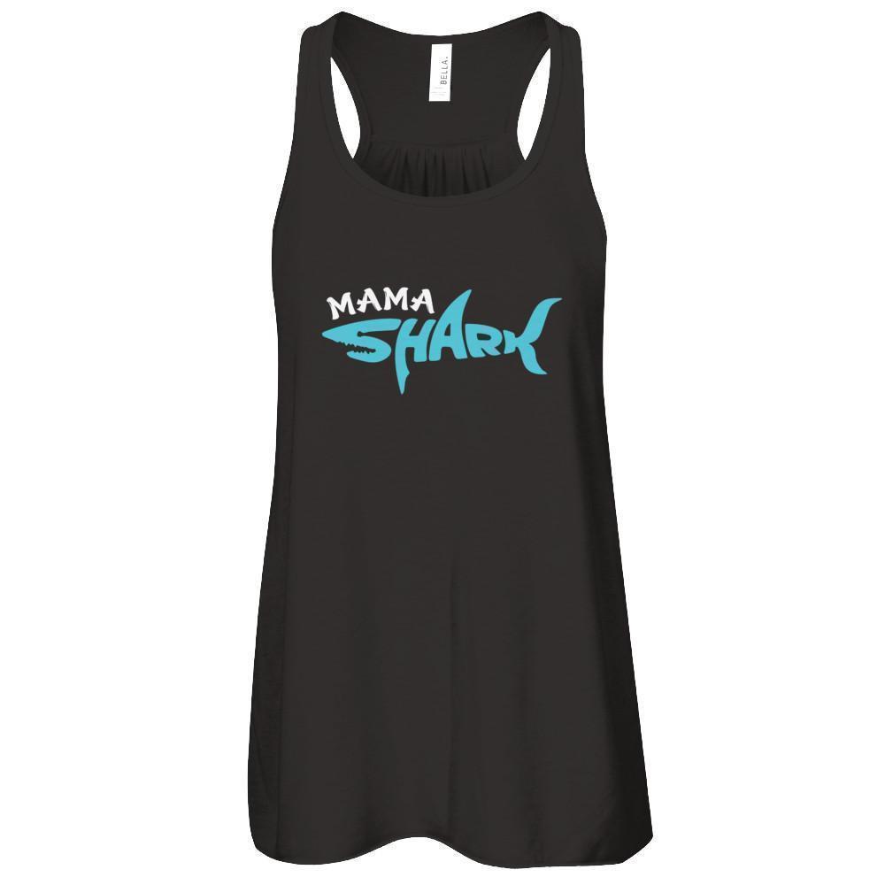 Mama Shark Lovers Best Mom-T-Shirt & Tank Top-Women's Flowy Racerback Tank-Black