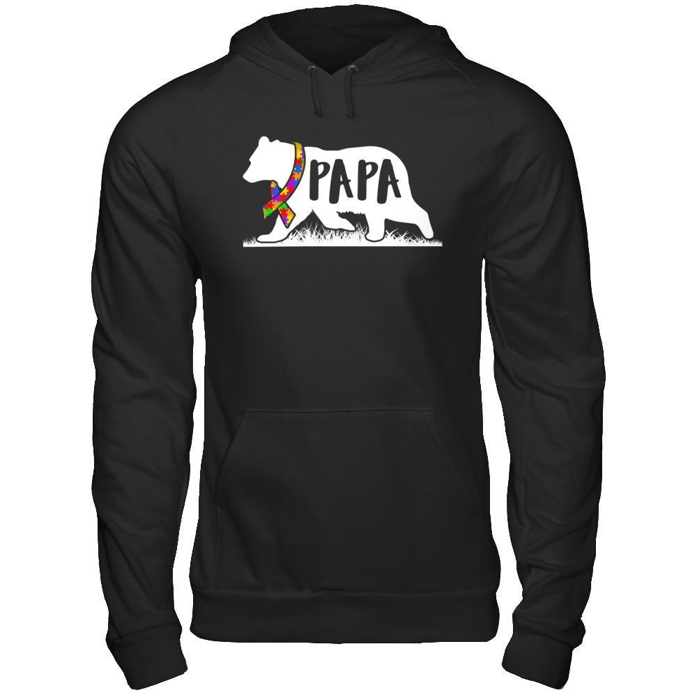 Autism Awareness Papa Bear-T-Shirt & Hoodie-Pullover Hoodie-Black