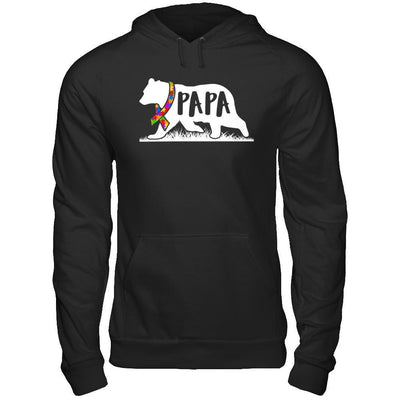 Autism Awareness Papa Bear-T-Shirt & Hoodie-Pullover Hoodie-Black
