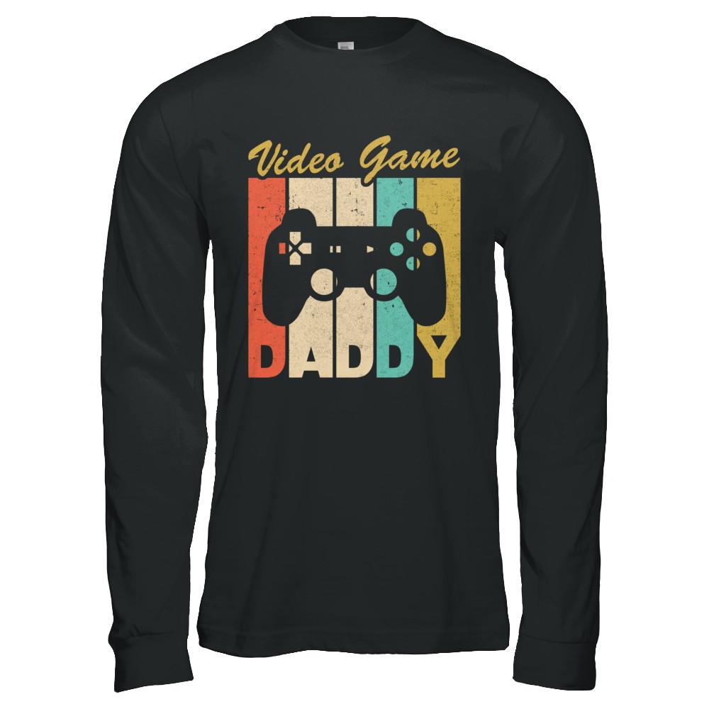 Retro Vintage Daddy Video Games Gaming Dad Fathers Day Gift-T-Shirt & Hoodie-Long Sleeve T-Shirt-Black