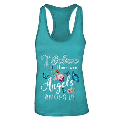 I Believe There Are Angels Among Us Cute Butterfly-T-Shirt & Tank Top-Women's Ideal Racerback Tank-Tahiti Blue
