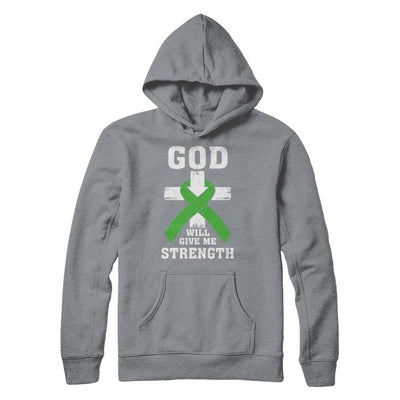 God Will Give Me Strength Green Awareness Ribbon Gift-T-Shirt & Hoodie-Pullover Hoodie-Light Steel