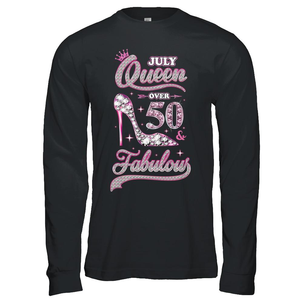 July Queen 50 And Fabulous 1971 50th Years Old Birthday-T-Shirt & Hoodie-Long Sleeve T-Shirt-Black