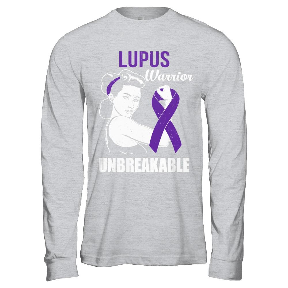 Lupus Warrior Unbreakable Lupus Awareness-T-Shirt & Hoodie-Long Sleeve T-Shirt-Sport Grey