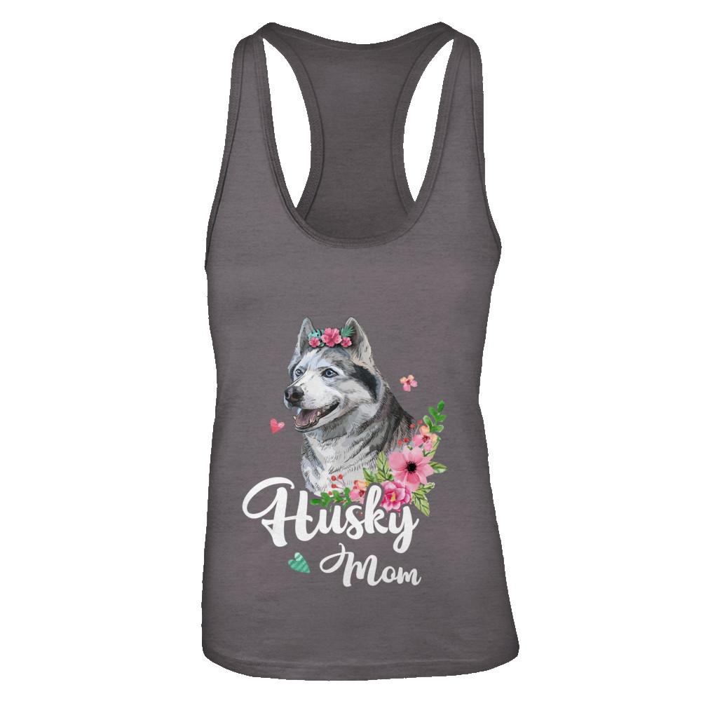 Husky Mom Funny Dog Mom Gift Idea-T-Shirt & Tank Top-Women's Ideal Racerback Tank-Dark Grey