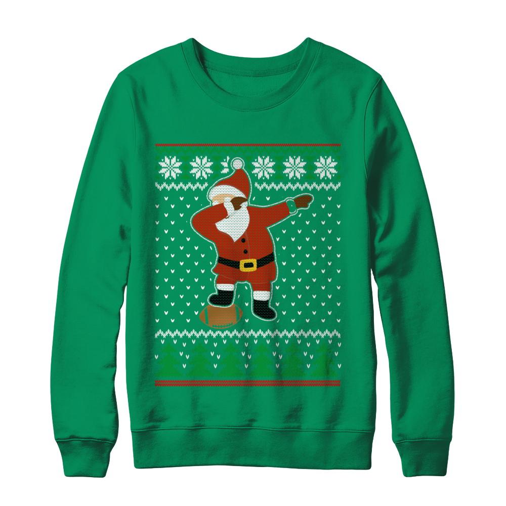 Dabbing Santa Football Ugly Sweater Christmas-T-Shirt & Sweatshirt-Crewneck Sweatshirt-Irish Green