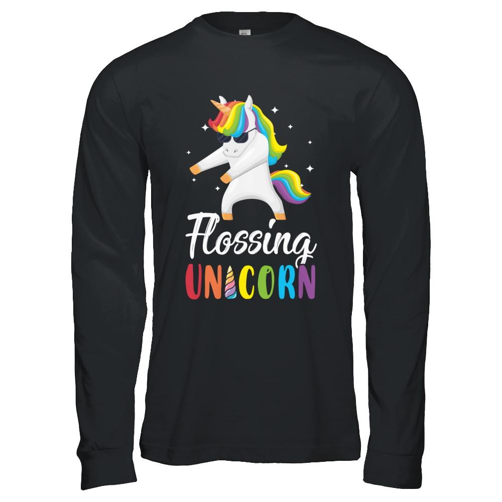 Floss Dance Flossing Unicorn-T-Shirt & Hoodie-Long Sleeve T-Shirt-Black