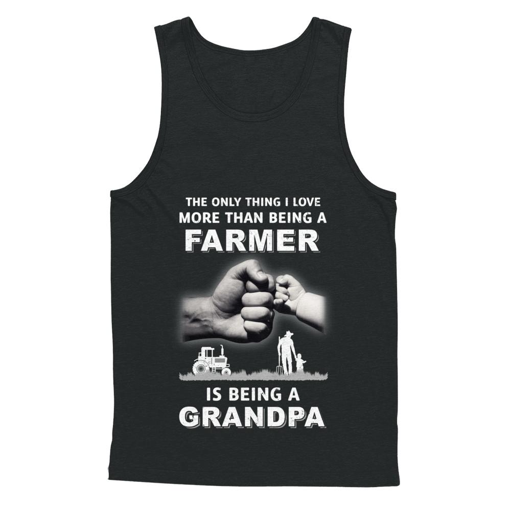 Love More Than Farmer Being A Grandpa Fathers Day-T-Shirt & Hoodie-Unisex Tank-Black