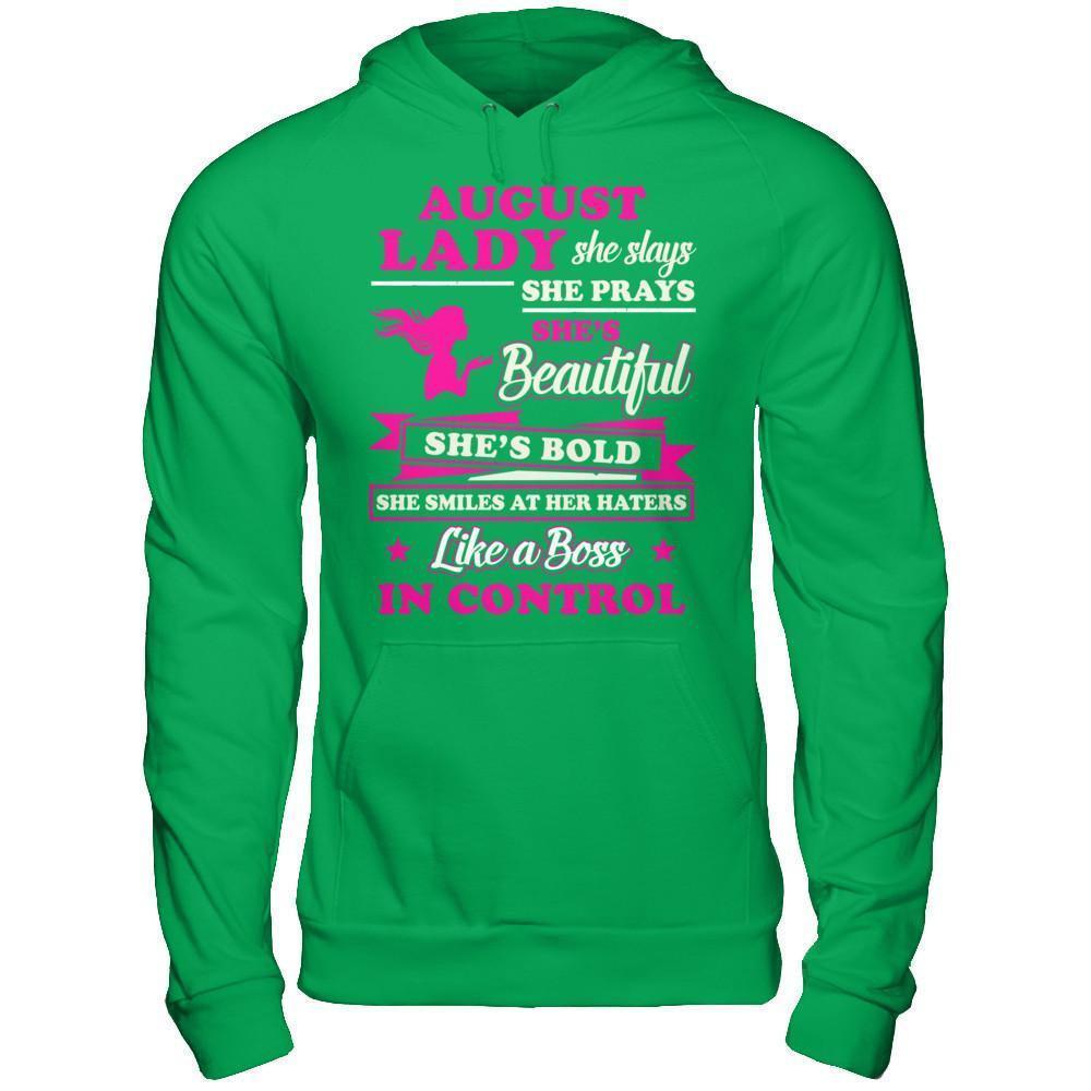 August Lady She Slays She Prays She's Beautiful She's Bold-T-Shirt & Hoodie-Pullover Hoodie-Irish Green