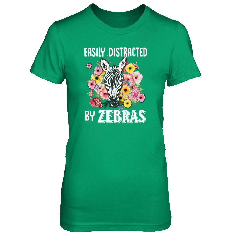 Easily Distracted By Zebras-T-Shirt & Tank Top-Women's T-Shirt-Irish Green