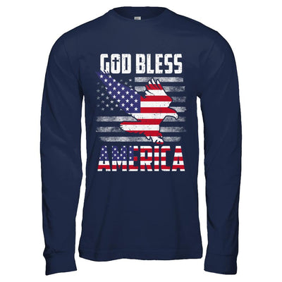 Patriotic God Bless America Flag Eagle 4Th Of July-T-Shirt & Hoodie-Long Sleeve T-Shirt-Navy