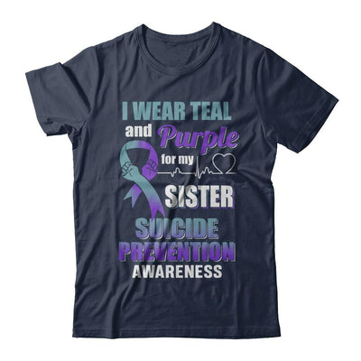 I Wear Teal Purple For My Sister Suicide Prevention-T-Shirt & Hoodie-Classic T-Shirt-Navy