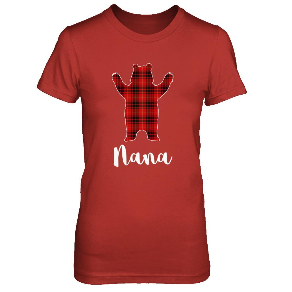 Red Nana Bear Buffalo Plaid Family Christmas Pajamas-T-Shirt & Sweatshirt-Women's T-Shirt-Red