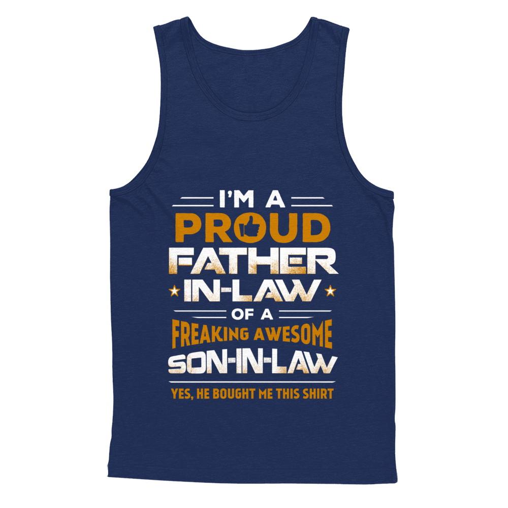 Proud Father-In-Law Freaking Awesome Son-In-Law-T-Shirt & Hoodie-Unisex Tank-Navy
