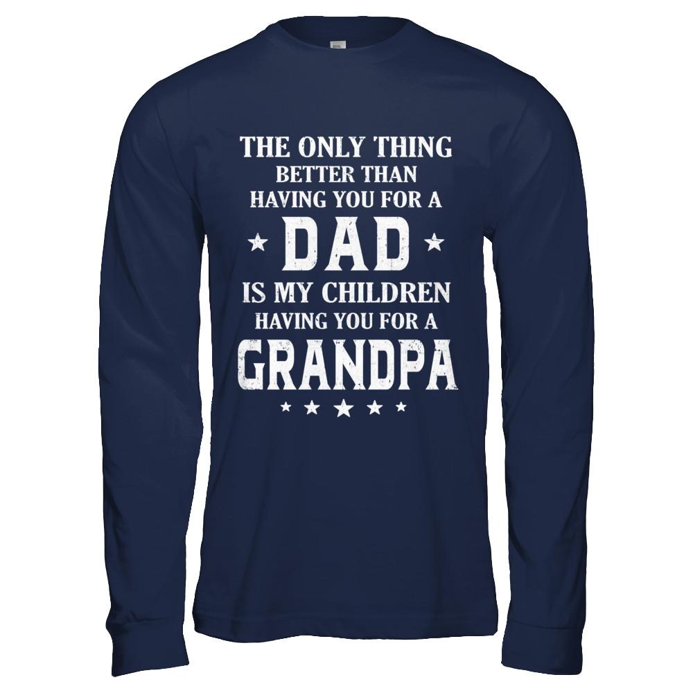 Only The Best Dad Get Promoted To Grandpa Fathers Day-T-Shirt & Hoodie-Long Sleeve T-Shirt-Navy