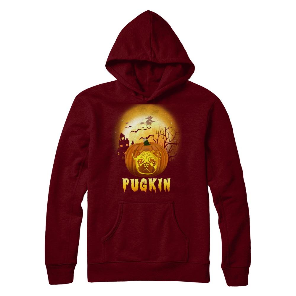 Halloween Pugkin Funny Pumpkin Pug-T-Shirt & Hoodie-Pullover Hoodie-Maroon