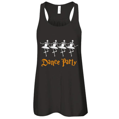 Ballet Skeleton Dance Party Happy Halloween-T-Shirt & Tank Top-Women's Flowy Racerback Tank-Black