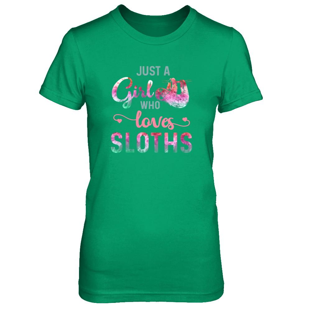Just A Girl Who Loves Sloths Sloth Lover-T-Shirt & Tank Top-Women's T-Shirt-Irish Green