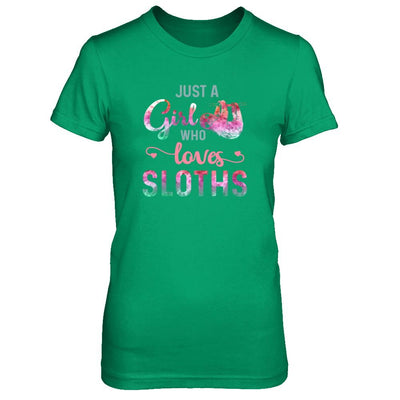 Just A Girl Who Loves Sloths Sloth Lover-T-Shirt & Tank Top-Women's T-Shirt-Irish Green