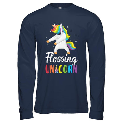 Floss Dance Flossing Unicorn-T-Shirt & Hoodie-Long Sleeve T-Shirt-Navy