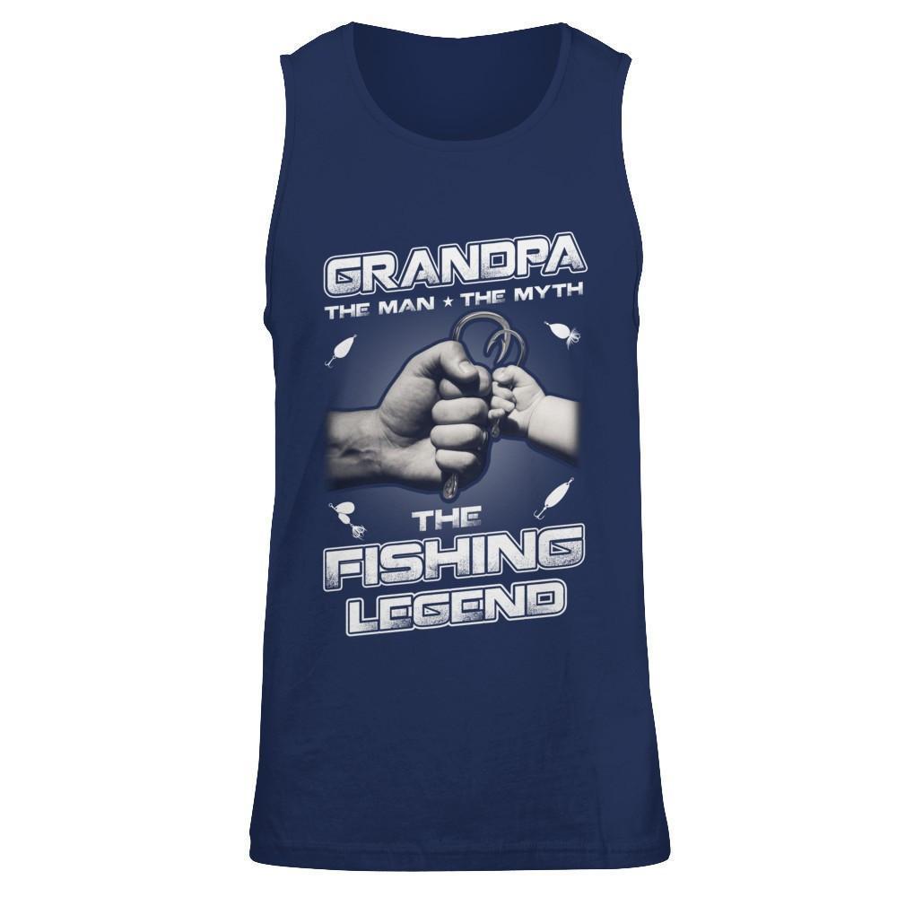 Grandpa The Man The Myth The Fishing Legend-T-Shirt & Hoodie-Unisex Tank-Navy