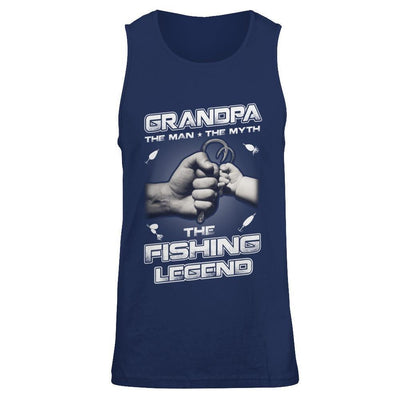 Grandpa The Man The Myth The Fishing Legend-T-Shirt & Hoodie-Unisex Tank-Navy